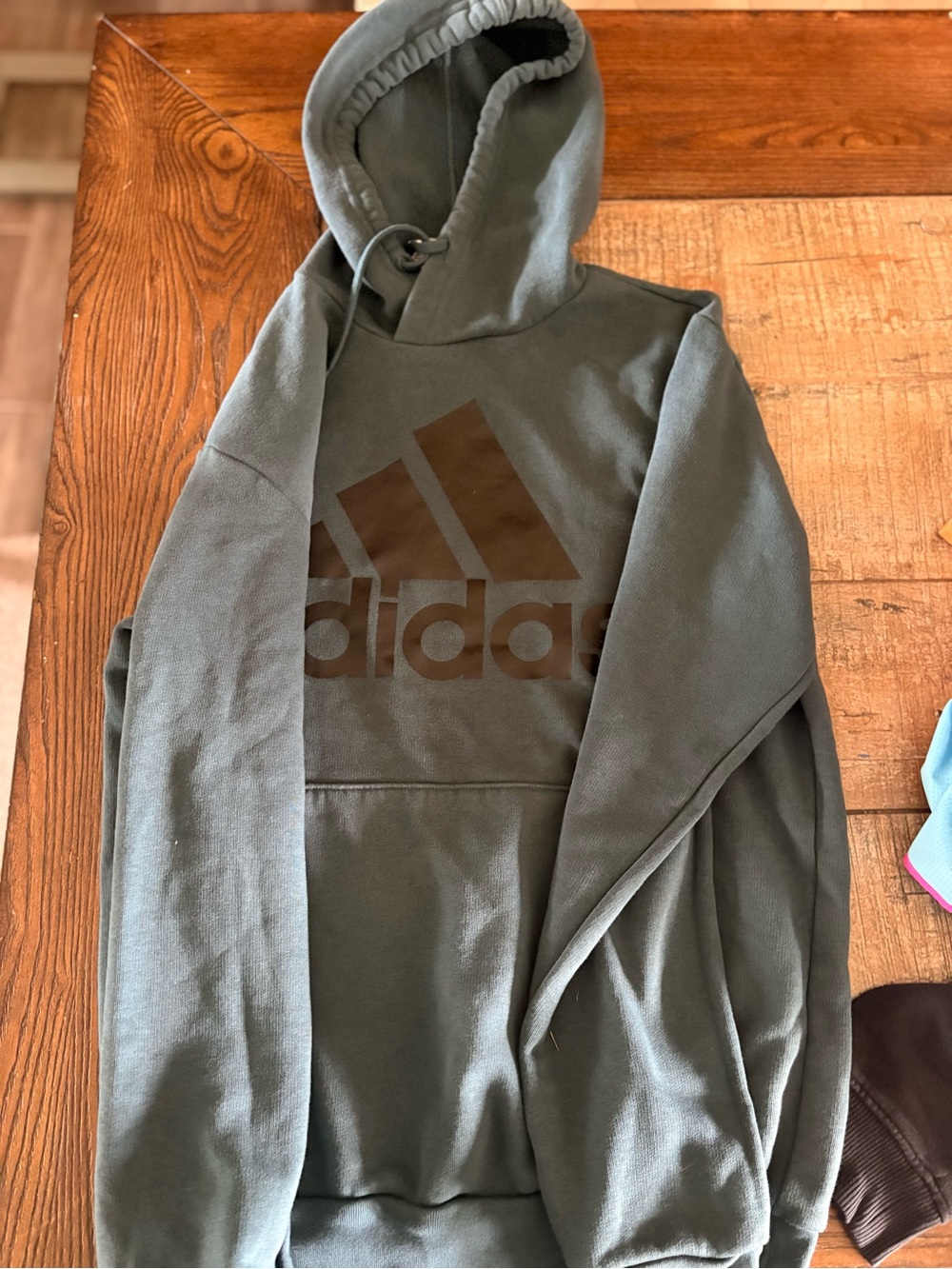 adidas Olive Green Pullover Hoodie with Logo